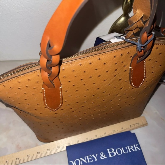 Dooney & Bourke Ostrich Celeste Satchel Caramel Brown (368.00) - Picture 15 of 15